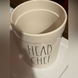 Rae Dunn White Ceramic 'Head Chef' Utensil Holder